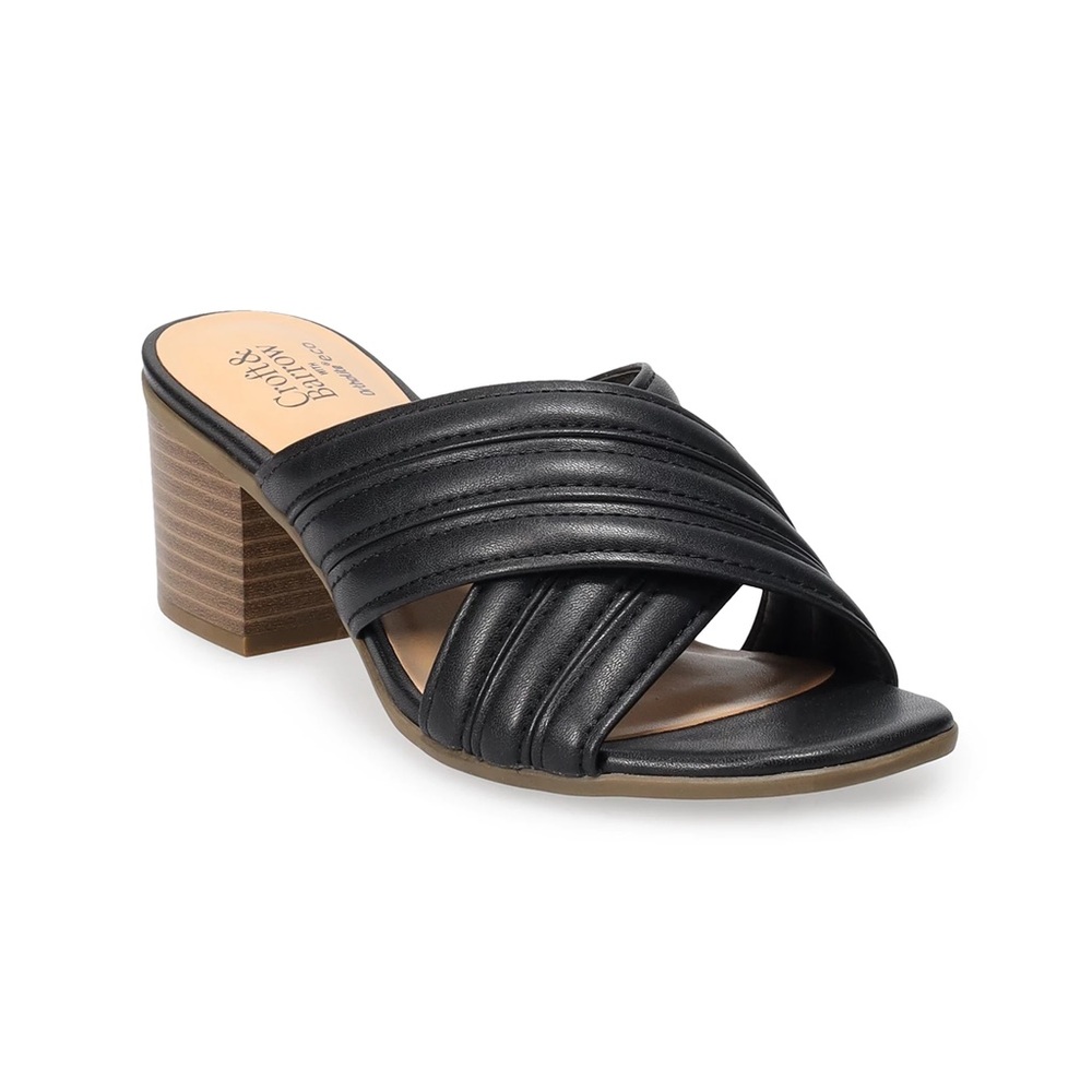 NIB Croft & Barrow Tullio Black Sandals with Pleated Design